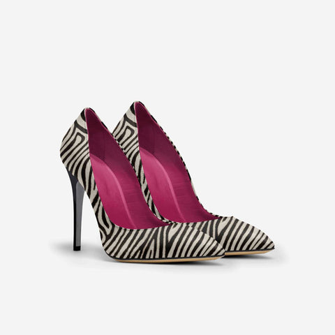 PALOMA LEATHER STILETTOS IN ZEBRA PRINT