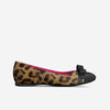 LUCY LEATHER BALLERINAS IN LEOPARD & BLACK