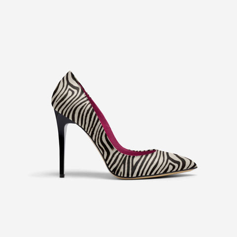 PALOMA LEATHER STILETTOS IN ZEBRA PRINT